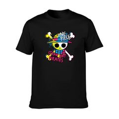 Kpop Demon Hunters One Piece Straw Hat Pirates Color Skull Graphic Oversized Men Tee