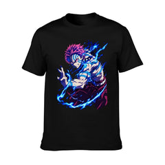 Demon Slayer Akaza Blue Lightning Graphic Oversized Men Tee
