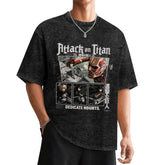 Attack On Titan Panel Collage Oversized Washed Men Tee