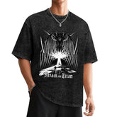 Attack On Titan Rumbling Scene Oversized Washed Men Tee