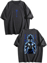 Dragon Ball Blue Lightning Saiyan Double‑Sided Print Vintage Washed T‑Shirt