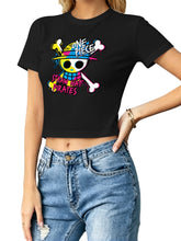 Kpop Demon Hunters One Piece Straw Hat Pirates Skull Women Cropped Tee