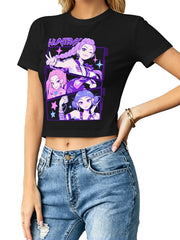 Kpop Demon Hunters Multi‑Character Panel Women Cropped Tee