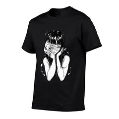 Tomie Junji Ito Black‑White Sketch Anime Short Sleeve T‑Shirt
