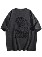 Demon Slayer Kokushibo Printed Washed Short‑Sleeve T‑Shirt