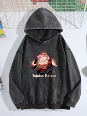 Jujutsu Kaisen Yuji Itadori Portrait Vintage Wash Oversized Hoodie