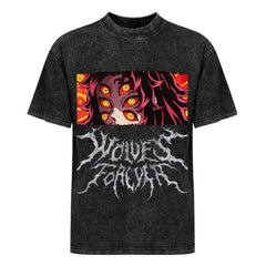 Demon Slayer Kokushibo Metal Style Oversized Washed Men Tee