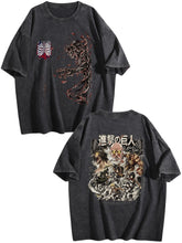 Attack on Titan Group Print Vintage Washed Short‑Sleeve T‑Shirt