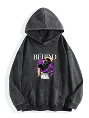 Jujutsu Kaisen Fushiguro Megumi Purple Effect Vintage Wash Oversized Hoodie