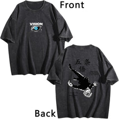 Jujutsu Kaisen Gojo Satoru Double‑Sided Print Vintage Washed Anime T‑Shirt