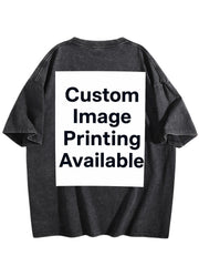 Custom Front Back Print Vintage Washed Oversized Unisex Short Sleeve Tee