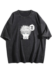 Jujutsu Kaisen Gojo Satoru Printed Vintage Washed Short‑Sleeve T‑Shirt