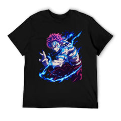 Demon Slayer Akaza Blue Lightning Graphic Oversized Men Tee