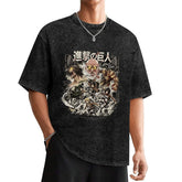 Attack On Titan Battle Collage Oversized Washed Men Tee