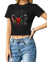 Kpop Demon Hunters Hellfire Club Retro Demon Graphic Women Cropped Tee