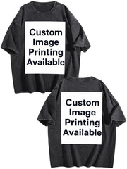 Custom Front Back Print Vintage Washed Oversized Unisex Short Sleeve Tee