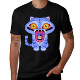 Pop Witch Girl Group Blue Tiger Monster Graphic Oversized Men Tee