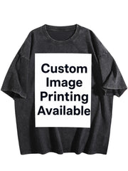 Custom Front Back Print Vintage Washed Oversized Unisex Short Sleeve Tee