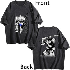 Jujutsu Kaisen Gojo Satoru Printed Vintage Washed Short‑Sleeve T‑Shirt