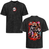 Demon Slayer All‑Characters Double‑Sided Print Vintage Washed T‑Shirt