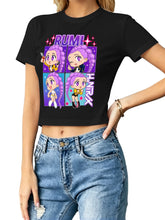 Rumi Kpop Demon Hunters Chibi Four‑Panel Women Cropped Tee