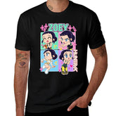 HUNTRAX Zoey Chibi Four‑Panel Cartoon Graphic Oversized Men Tee