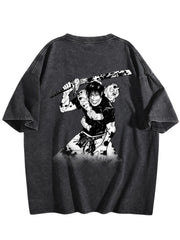 Jujutsu Kaisen Gojo Satoru Printed Vintage Washed Short‑Sleeve T‑Shirt