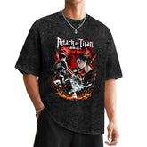 Attack On Titan Main Character Group Oversized Washed Men Tee