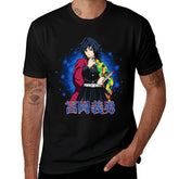 Demon Slayer Giyuu Tomioka Blue Splash Graphic Oversized Men Tee
