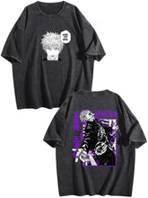 Jujutsu Kaisen Gojo Satoru Printed Vintage Washed Short‑Sleeve T‑Shirt