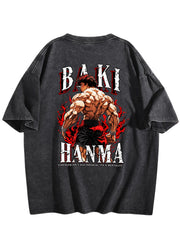 Baki Hanma Double‑Sided Print Vintage Washed T‑Shirt