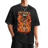 Attack On Titan Eren War Flame Oversized Washed Men Tee