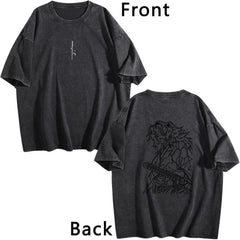 Demon Slayer Kokushibo Printed Washed Short‑Sleeve T‑Shirt