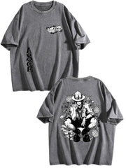 One Piece Double‑Sided Print Vintage Washed Anime T‑Shirt