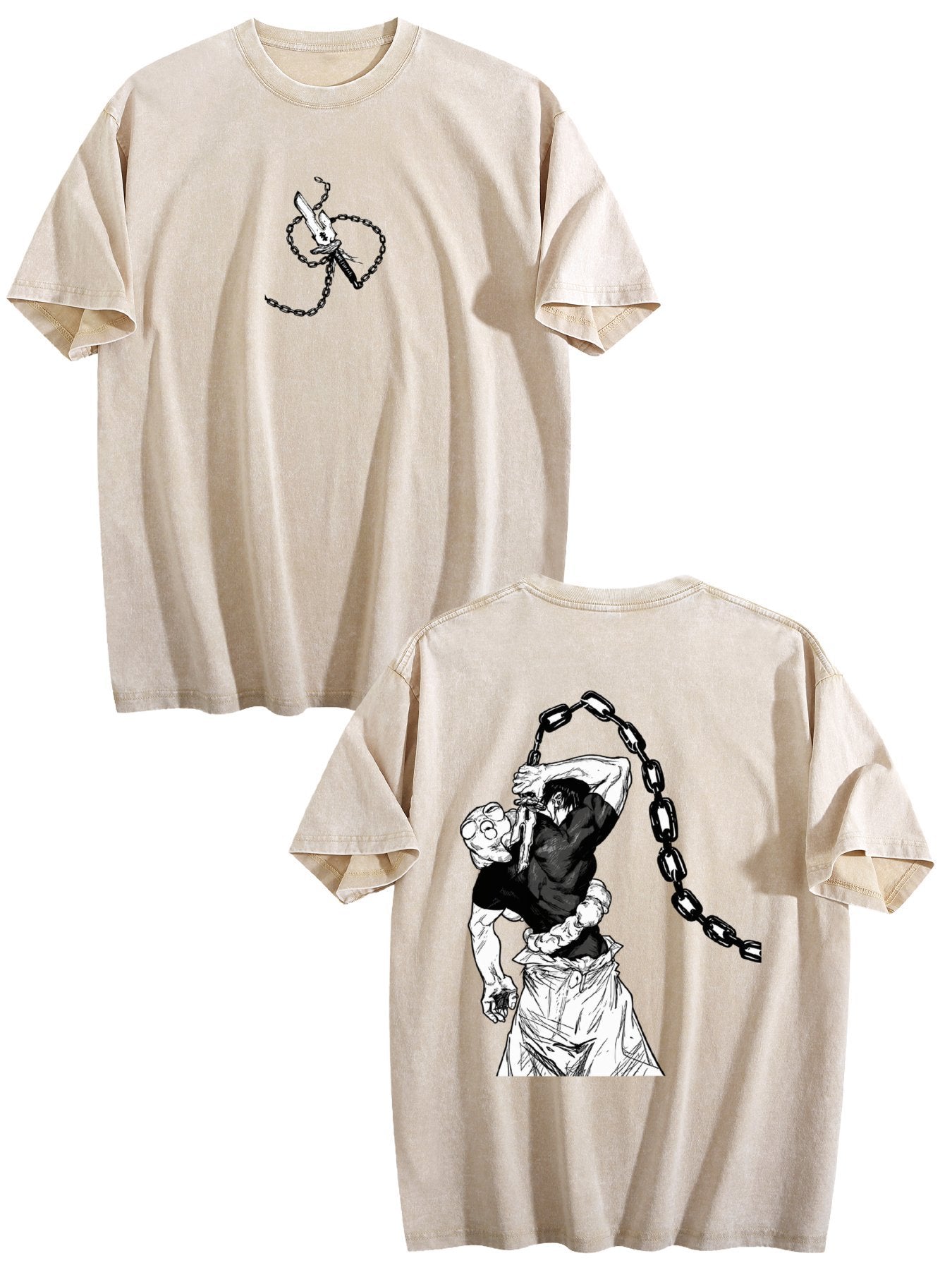 Jujutsu Kaisen Hanami Printed Vintage Washed Short‑Sleeve T‑Shirt