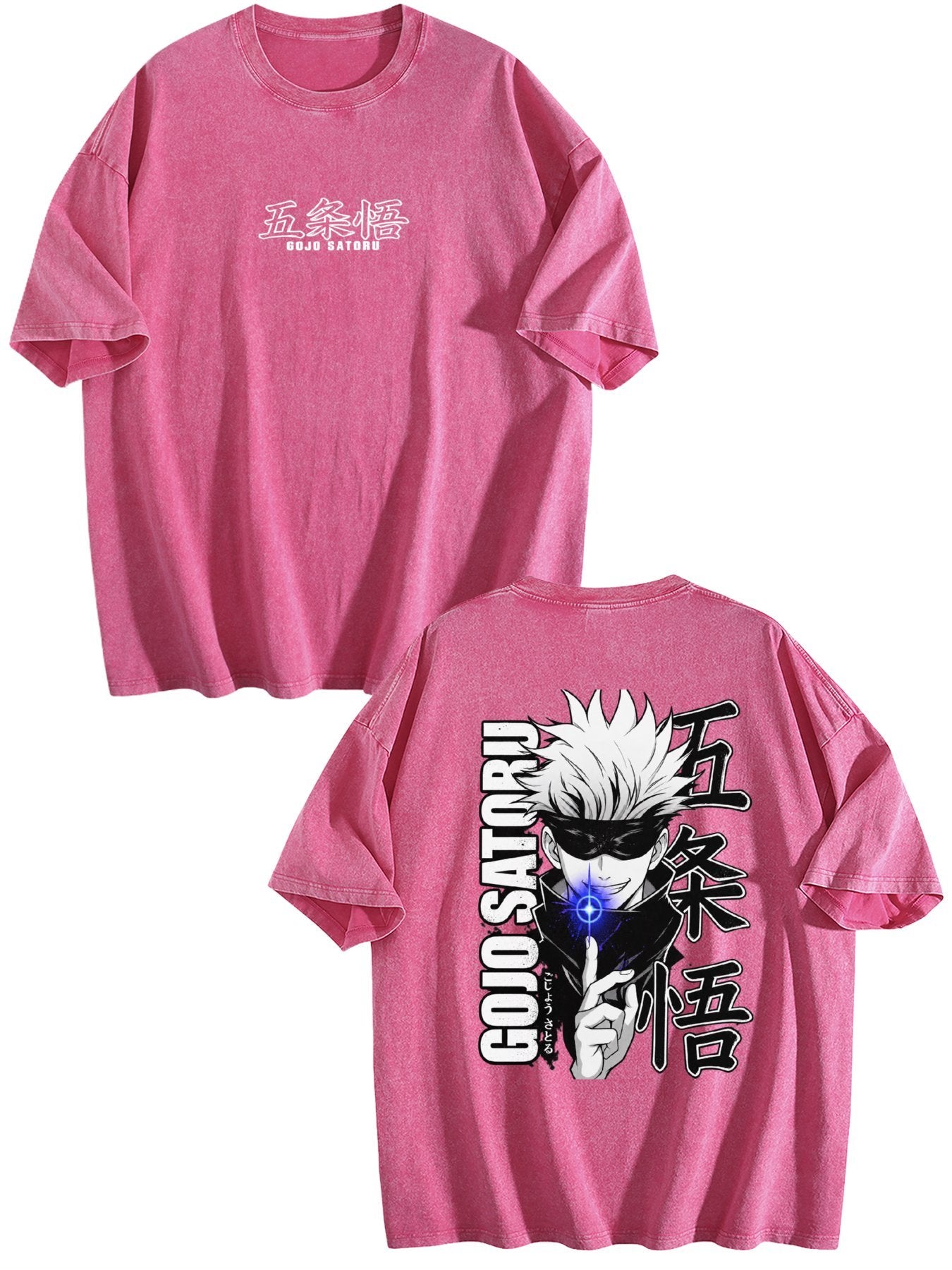 Jujutsu Kaisen Gojo Satoru Double‑Sided Print Vintage Washed T‑Shirt
