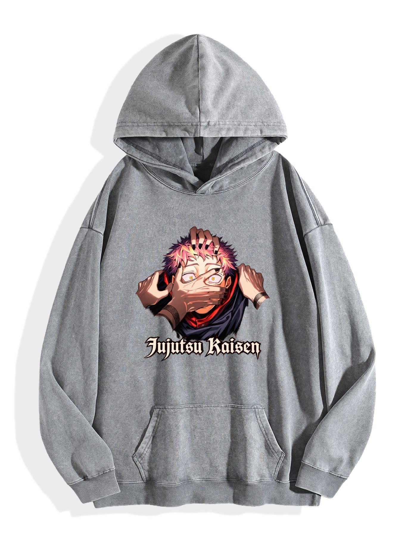 Jujutsu Kaisen Yuji Itadori Portrait Vintage Wash Oversized Hoodie