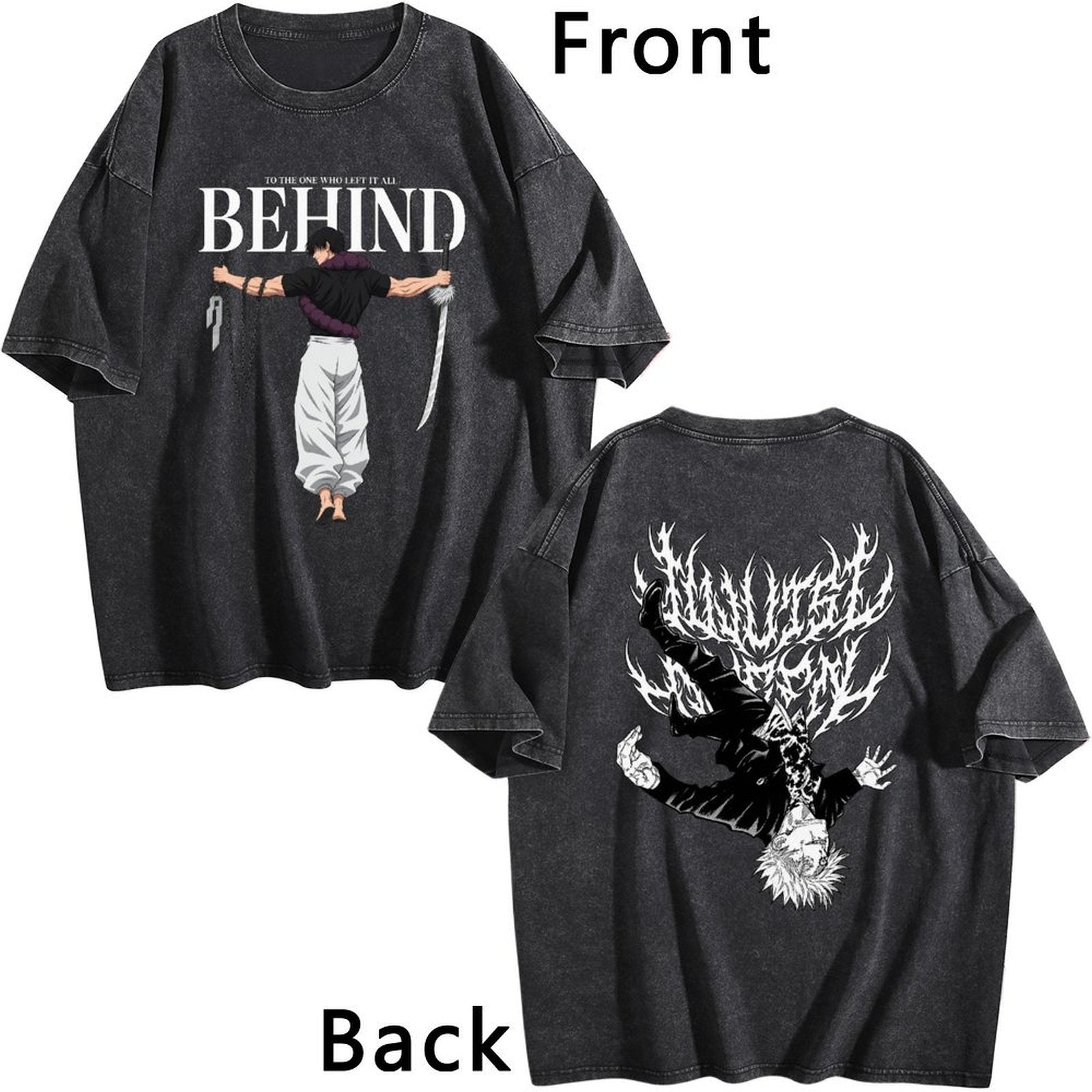 Jujutsu Kaisen Printed Vintage Washed Short‑Sleeve T‑Shirt