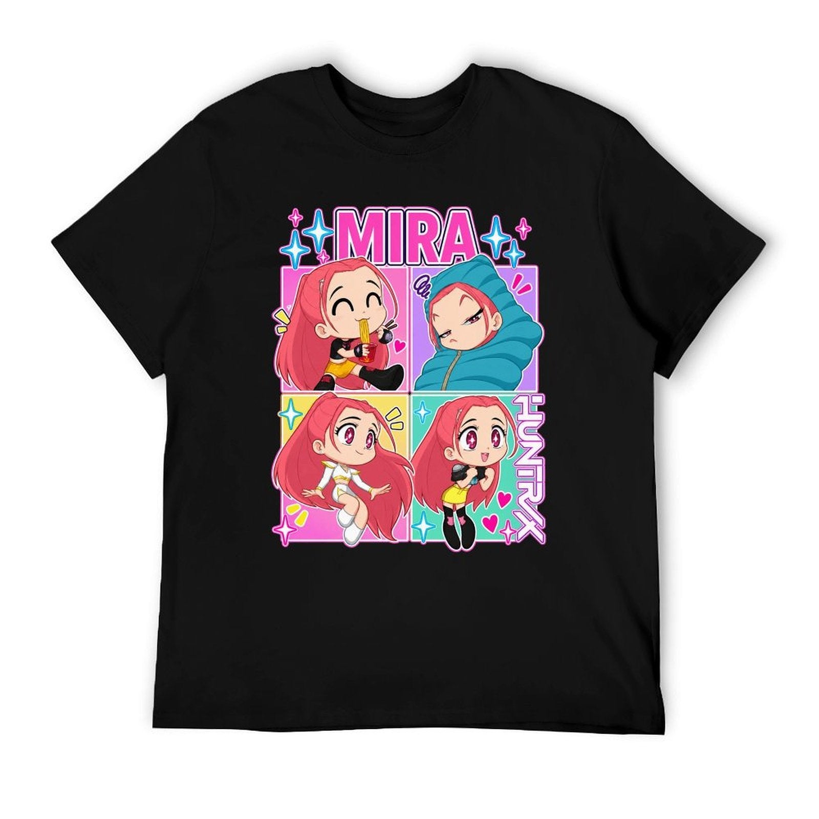 Kpop Demon Hunters Mira Chibi Four‑Panel Graphic Men Tee