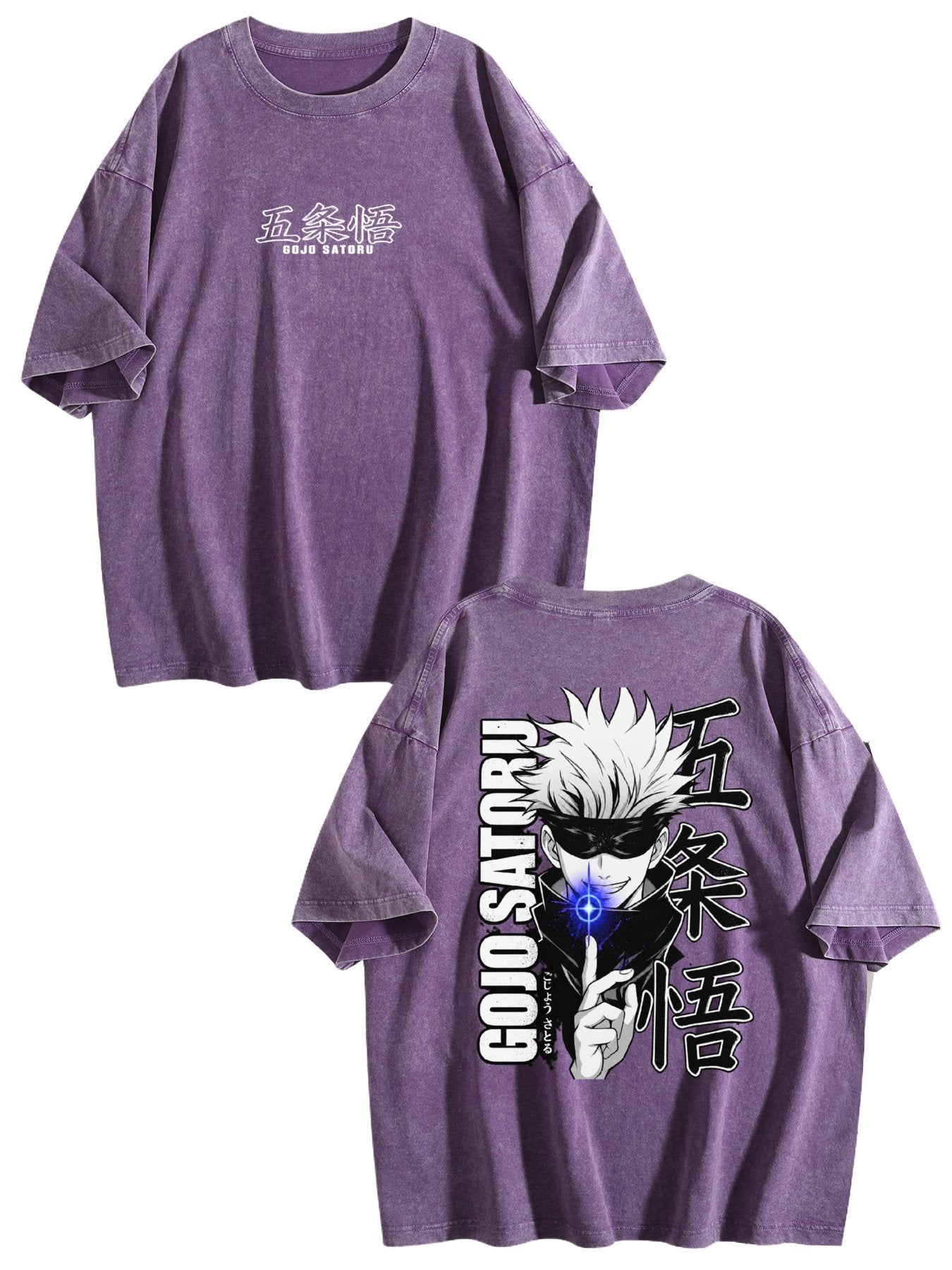 Jujutsu Kaisen Gojo Satoru Double‑Sided Print Vintage Washed T‑Shirt