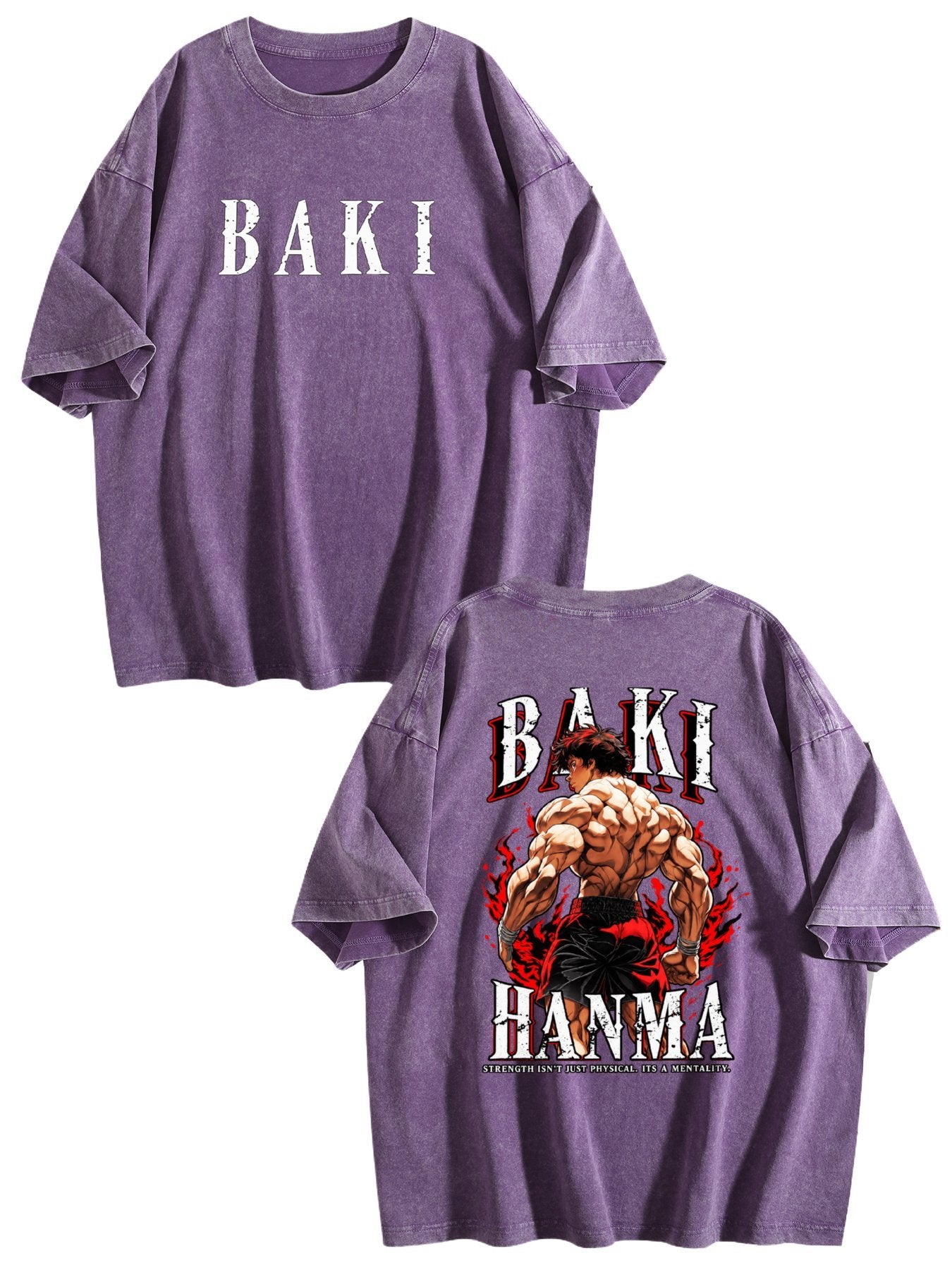 Baki Hanma Double‑Sided Print Vintage Washed T‑Shirt