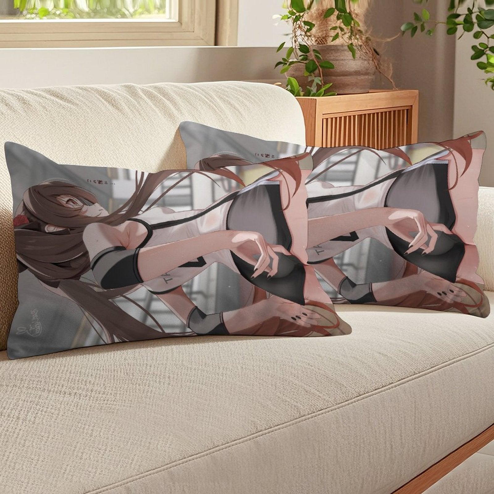 Genshin Impact Hu Tao Casual Outfit Rectangular Throw Pillow Case