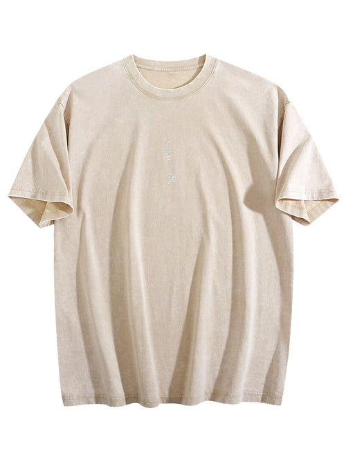 Attack on Titan Back Print Vintage Washed Beige Graphic Men Tee