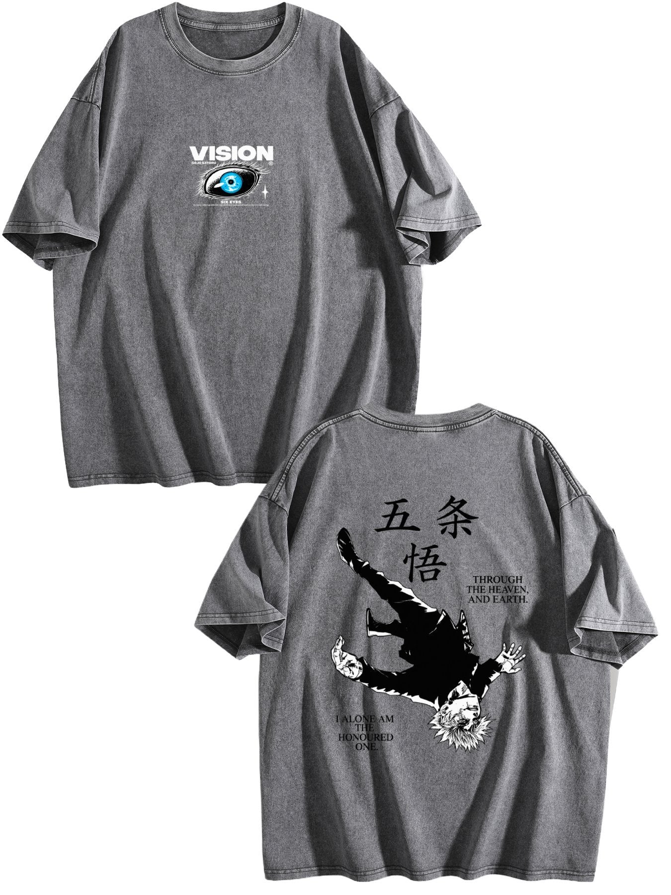 Jujutsu Kaisen Gojo Satoru Double‑Sided Print Vintage Washed Anime T‑Shirt