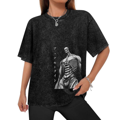 Attack On Titan Armored Titan Monochrome Oversized Washed Men Tee
