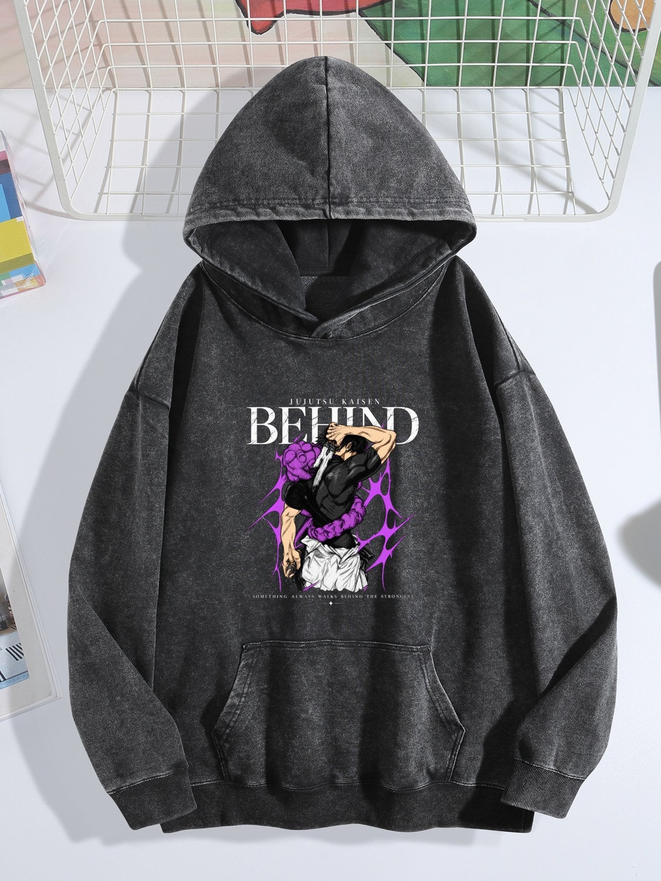 Jujutsu Kaisen Fushiguro Megumi Purple Effect Vintage Wash Oversized Hoodie
