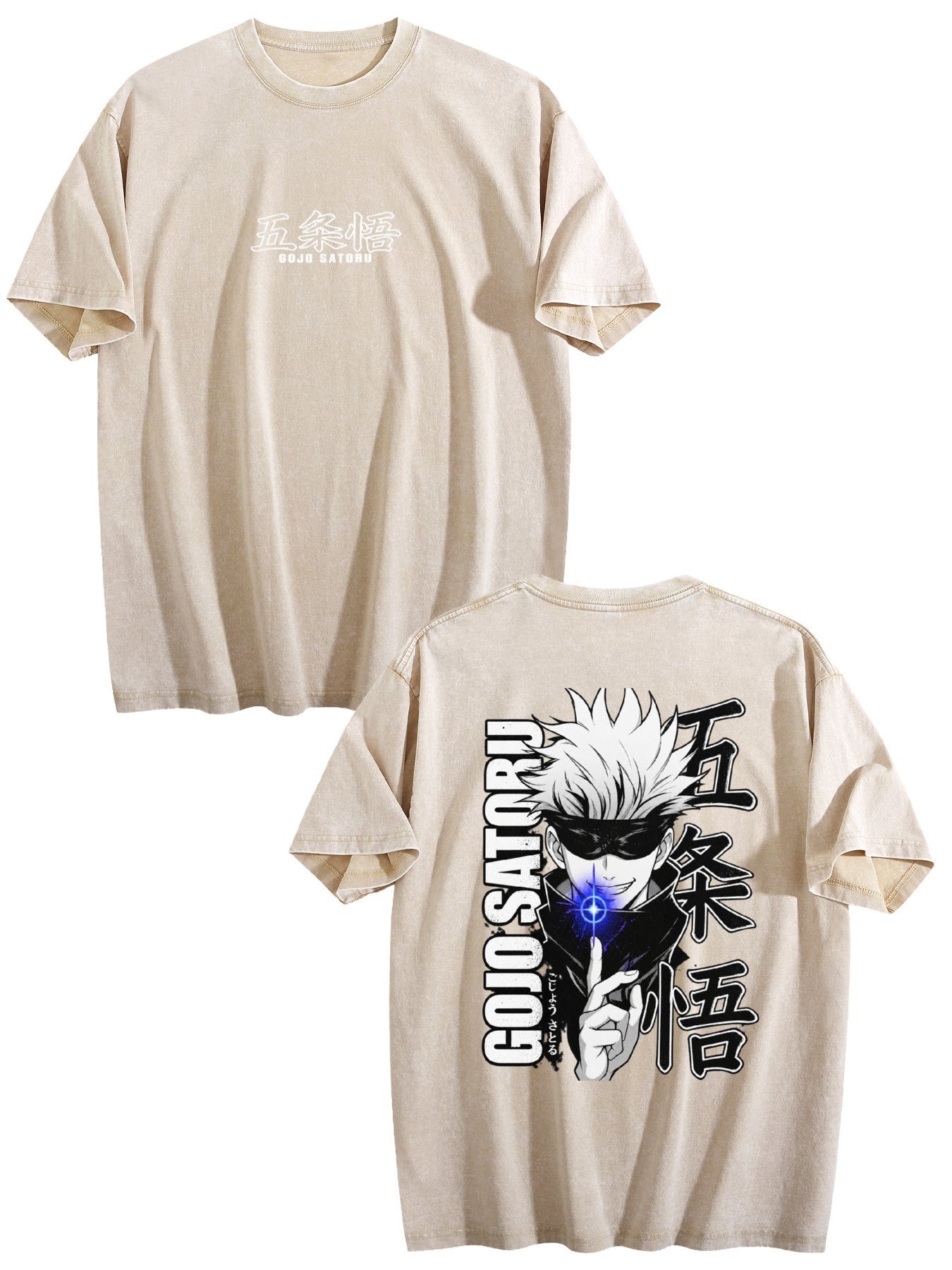 Jujutsu Kaisen Gojo Satoru Double‑Sided Print Vintage Washed T‑Shirt