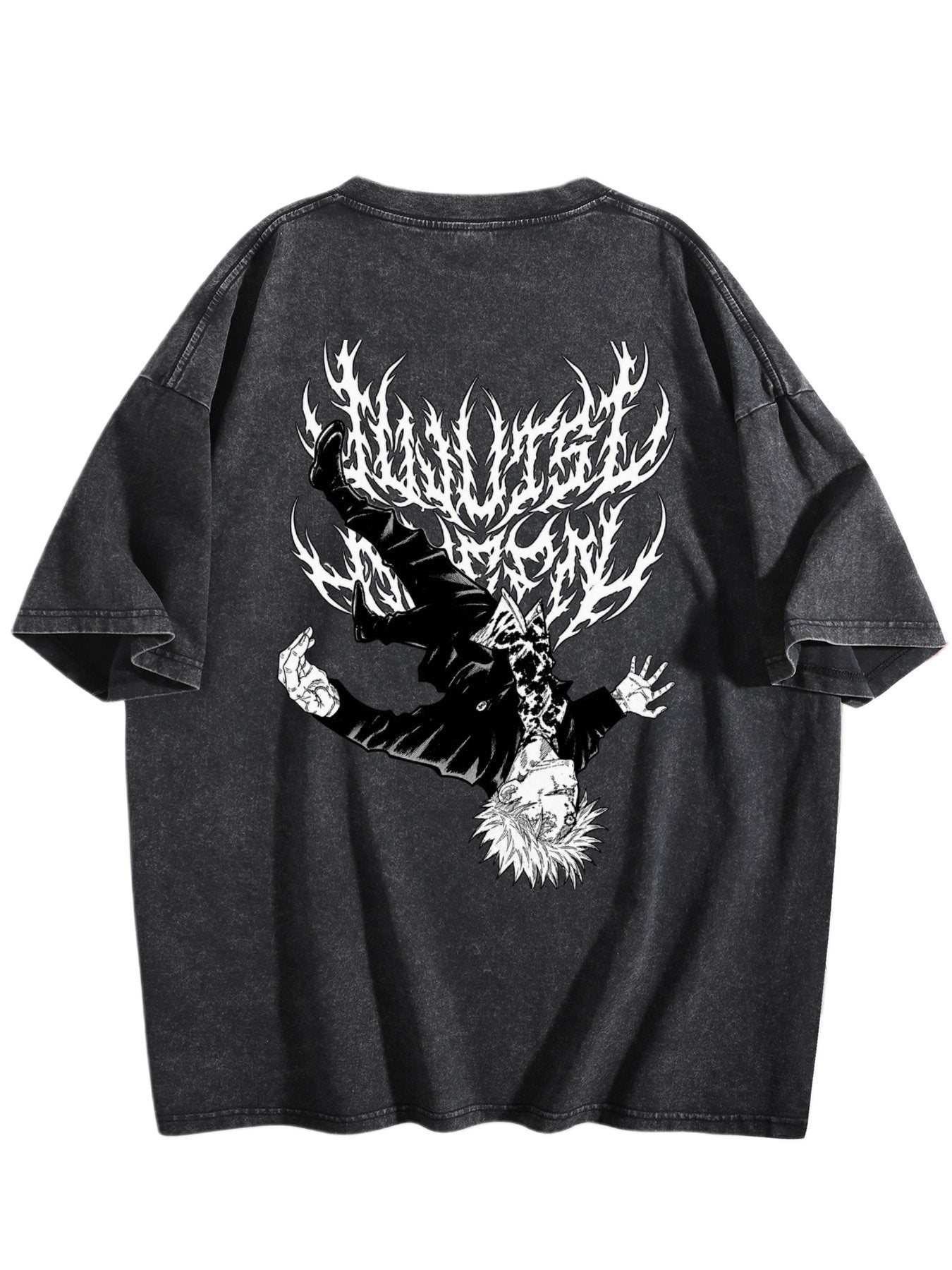 Jujutsu Kaisen Printed Vintage Washed Short‑Sleeve T‑Shirt