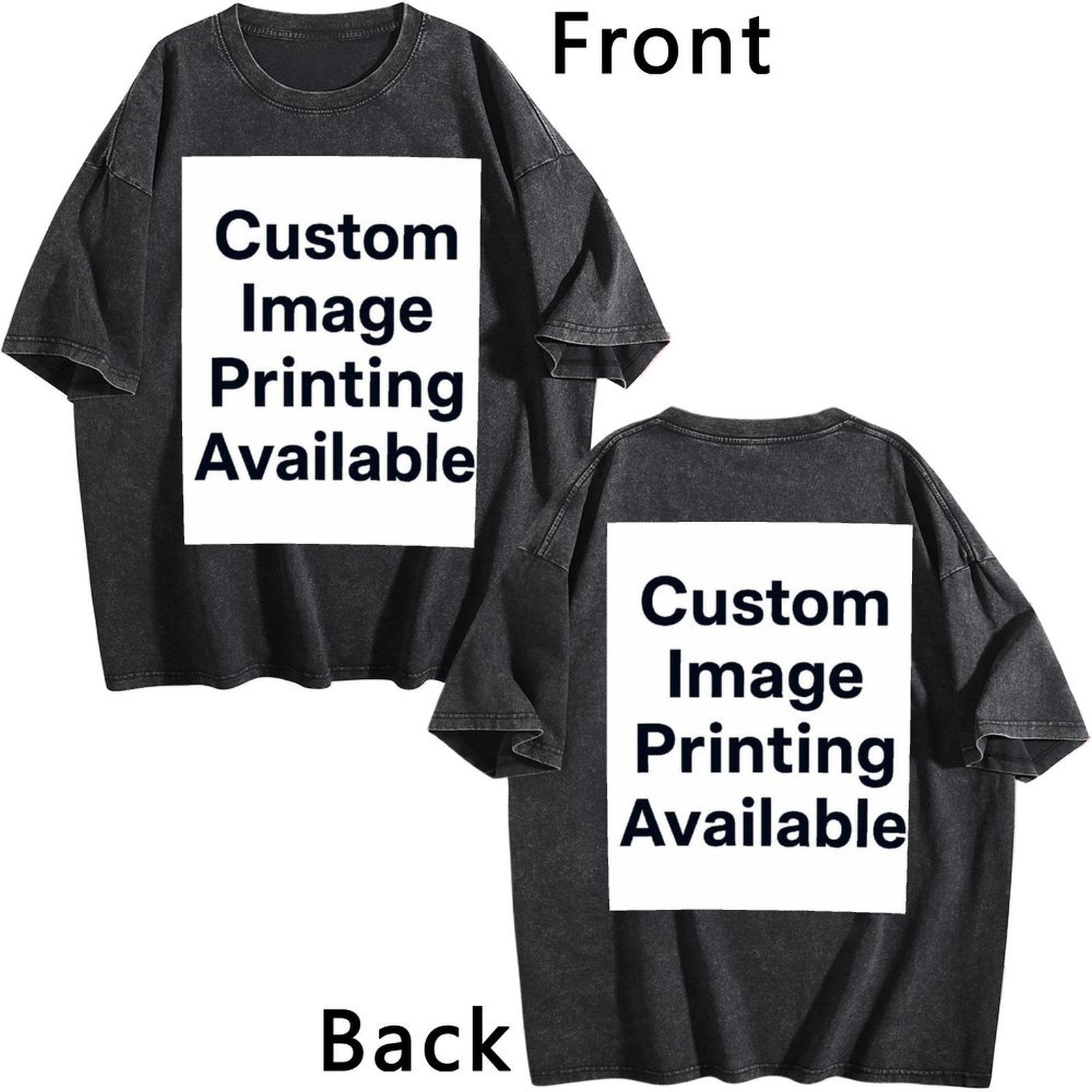 Custom Front Back Print Vintage Washed Oversized Unisex Short Sleeve Tee