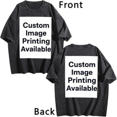 Custom Front Back Print Vintage Washed Oversized Unisex Short Sleeve Tee